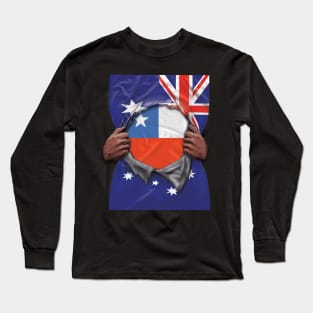 Chile Flag Australian Flag Ripped - Gift for Chilean From Chile Long Sleeve T-Shirt